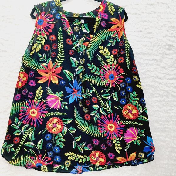 Violet & Claire Tops - Blouse Size 2X Floral Tropical Whimsycore Fairy Bold Maximalist Vacation Resort